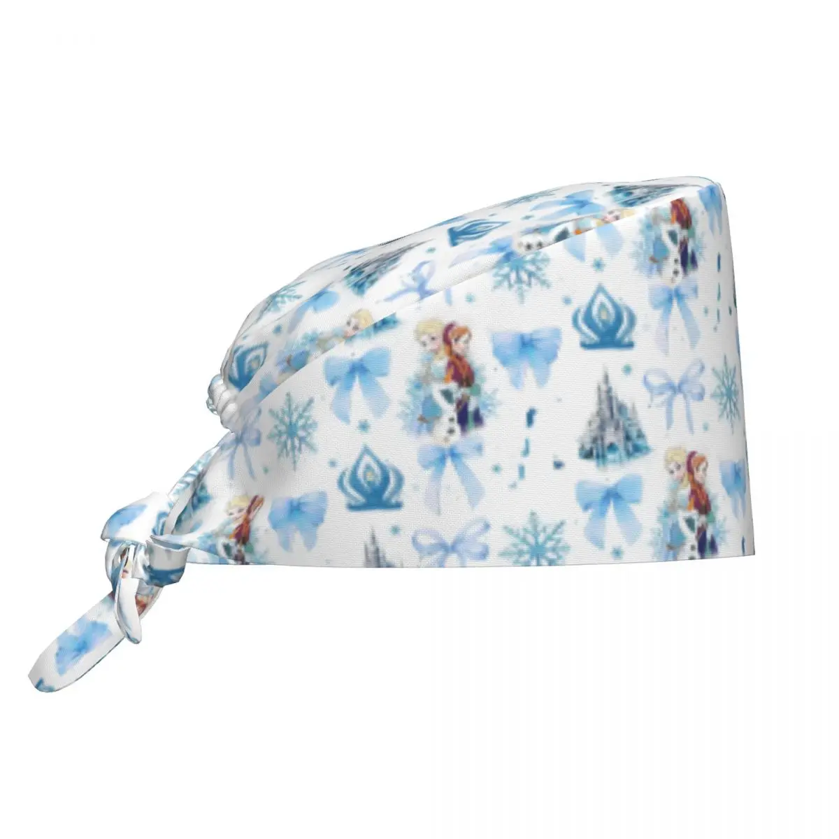 

Princess Elsa Bow Frozen Scrubs Caps Casual Hospita Medical Nursing Surgical Cap Men Women Pet Grooming Nursing Working Caps Hat