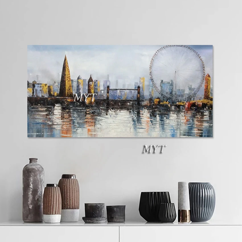 

Beautiful Cities Scenery Canvas Oil Painting Large Size Hand Painted Hotel Wall Pictures High Quality Import Home Decor Unframed