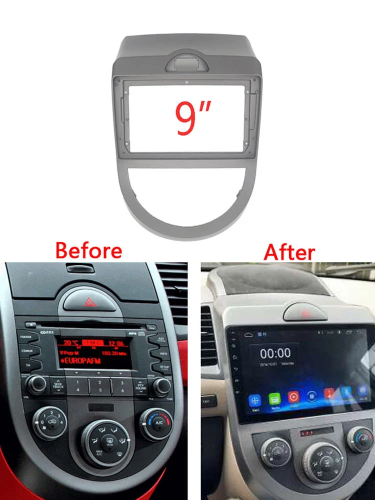 Car GPS Navigation Panel For KIA Soul 2008-2012 9 Inch Screen 2 Din Android Dashboard Radio Stereo Fascias Panel Frame