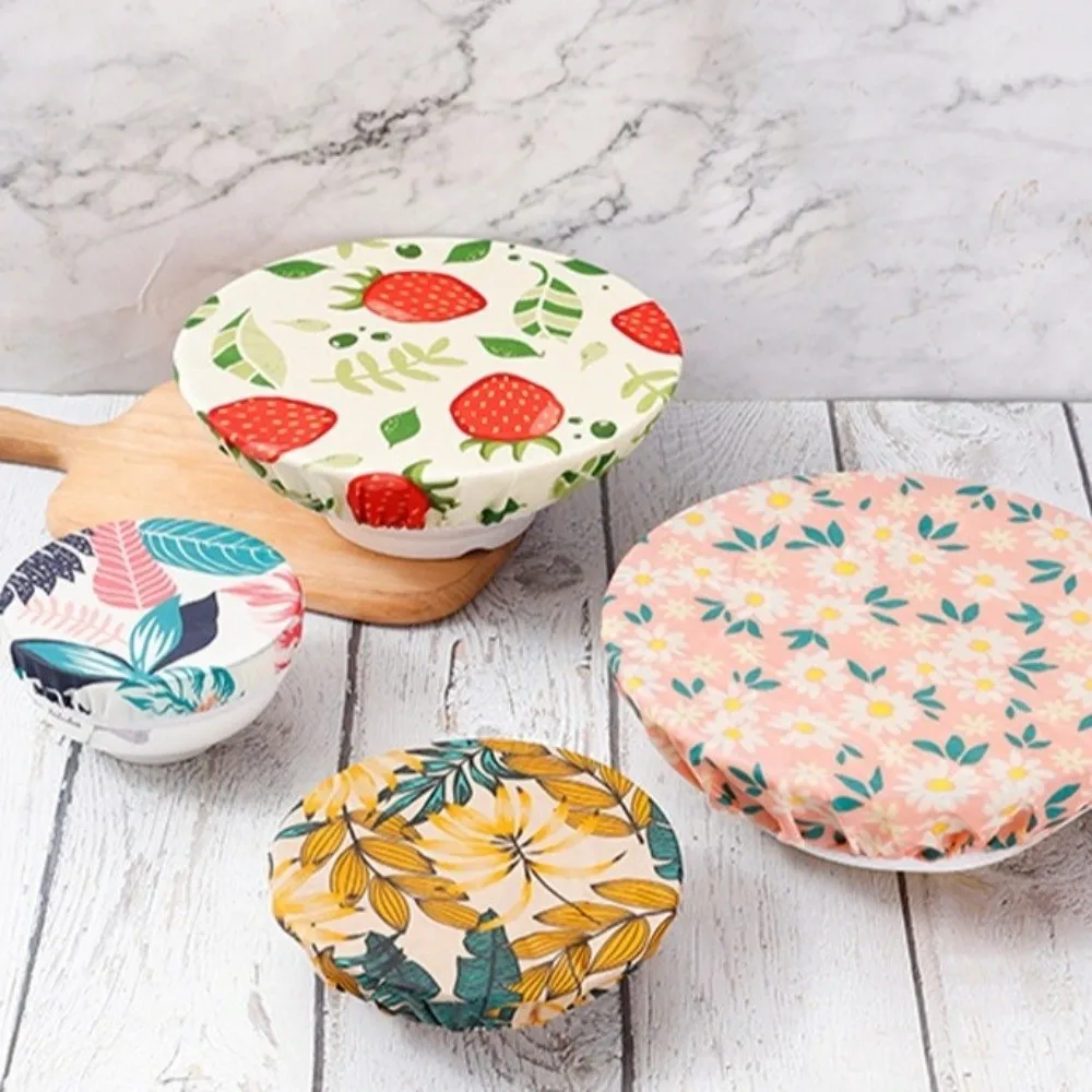 Anti Dust Beeswax Cloth Bowl Cover Fresh Keeping Elastic Edge Reusable Bowl Cover Washable Prevent Flies Cup Lids Rice Bowl