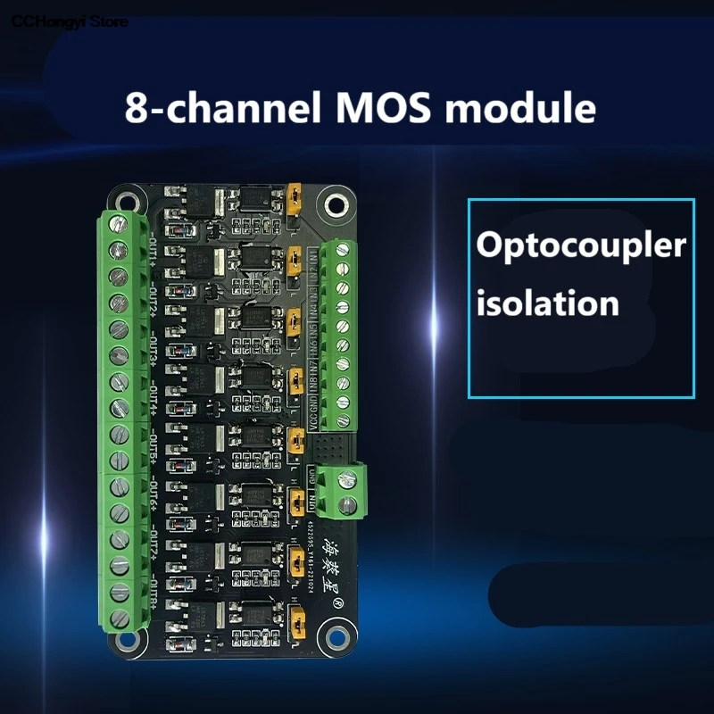 Módulo MOSFET de 8 canales, microcontrolador, amplificación PLC, tubo de accionamiento de efecto de campo, aislamiento optoacoplador, interruptor de luz de Control PWM