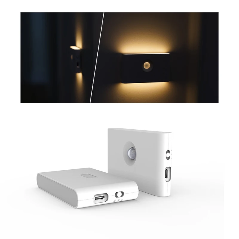 

LED Intelligent Sensor Night Light Wireless Type-C Charging Motion Sensor Wall Light for Bedroom Corridor Cabinet Lighting