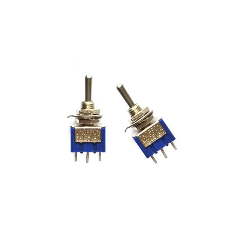 10Pcs MTS-203 Mini 6 Pin 3 Position Toggle Switches ON-OFF-ON DPDT Mini Toggle Switch 6A/125V AC MTS-203 Blue