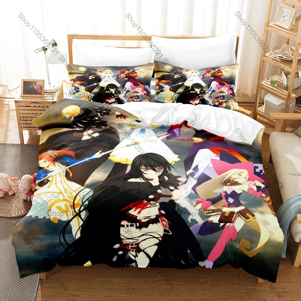 Cool Tales of Berseria Bedding Set 3Pcs Fantasy RPG Game Pattern Comfortable Bed Linen for Game Lovers