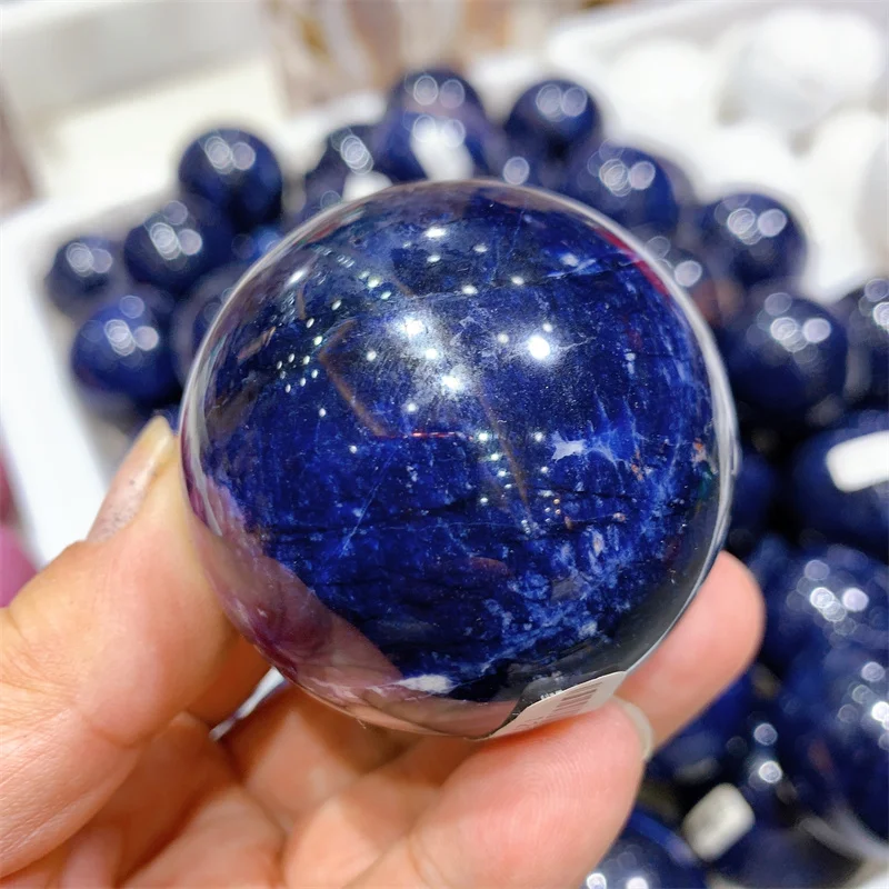 

Natural Blue Sodalite Crystal Ball, Polished Sphere Ball, Reiki Healing Room Decor, Pink Crystal Souvenirs Stone Craft, 5cm