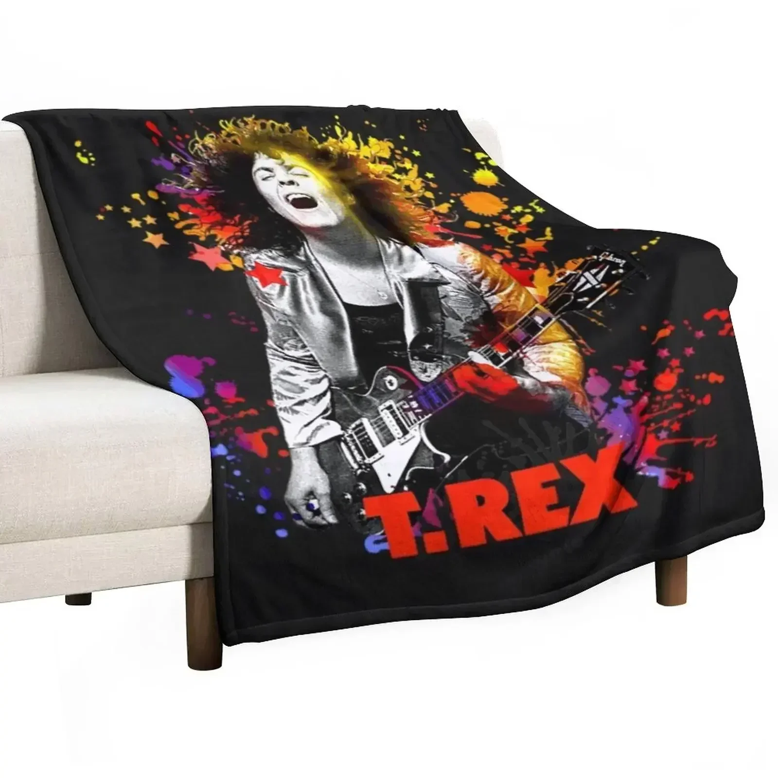 Marc Bolan T-ShirtMarc Bolan T. Rex Paint Splatter Throw Blanket Furry warm for winter Beautifuls Blankets