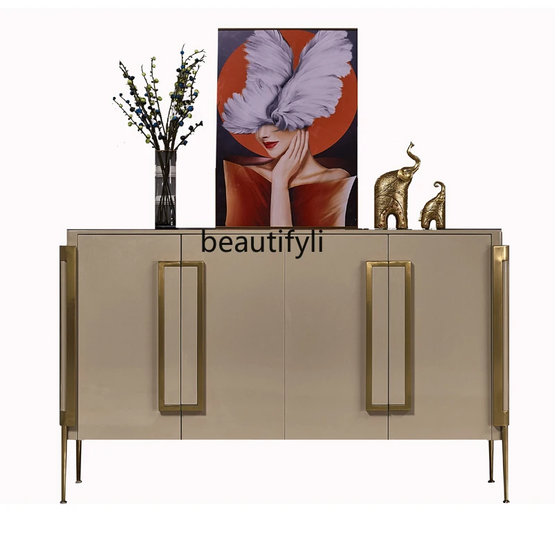 

Light Luxury Paint Entrance Cabinet American Sideboard Simple Post-Modern Home Curio Cabinet Living Room Tea Cabinet