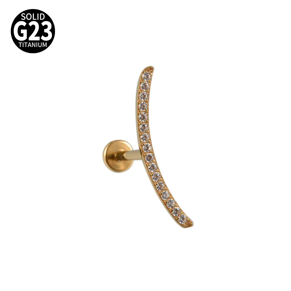 G23 Solid Titanium CZ Flower Moon Cartilage Earring