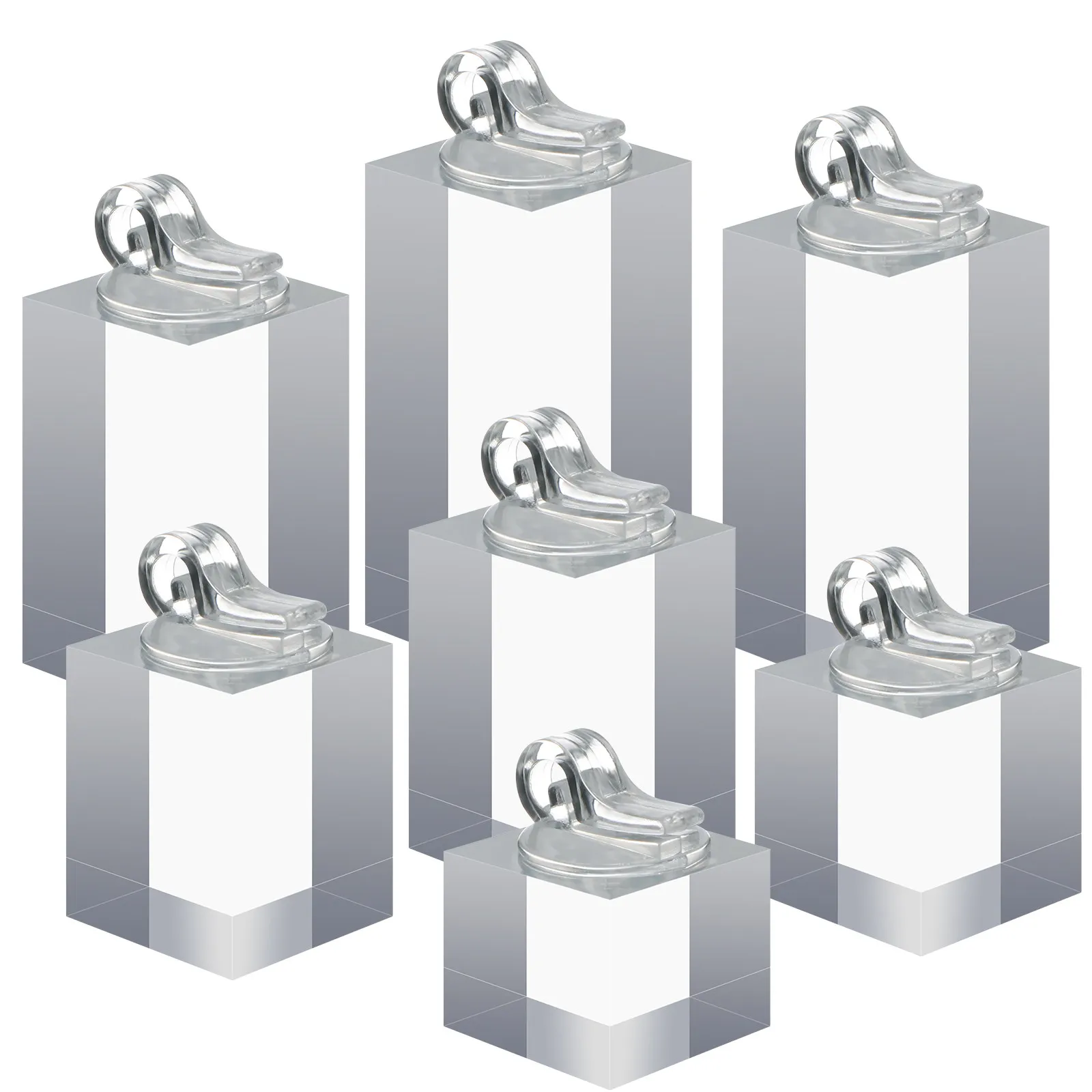 

7Pcs Acrylic Ring Display Stand Transparent Cuboid Pole with Clip for Jewelry Storage Organizer Acrylic Ring Display Stand