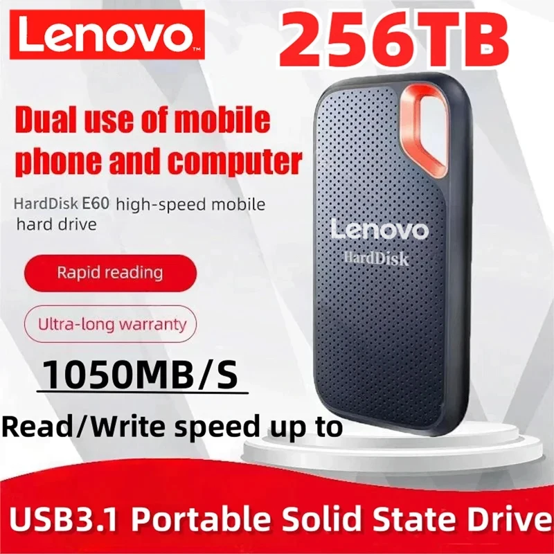 Lenovo Harde Schijf Mobiele Ssd E60 1Tb 2Tb 256Tb Usb 3.1 Hd Externe Harde Voor Laptop Ps5 Mobiele Harde Schijf Hdd Opslag