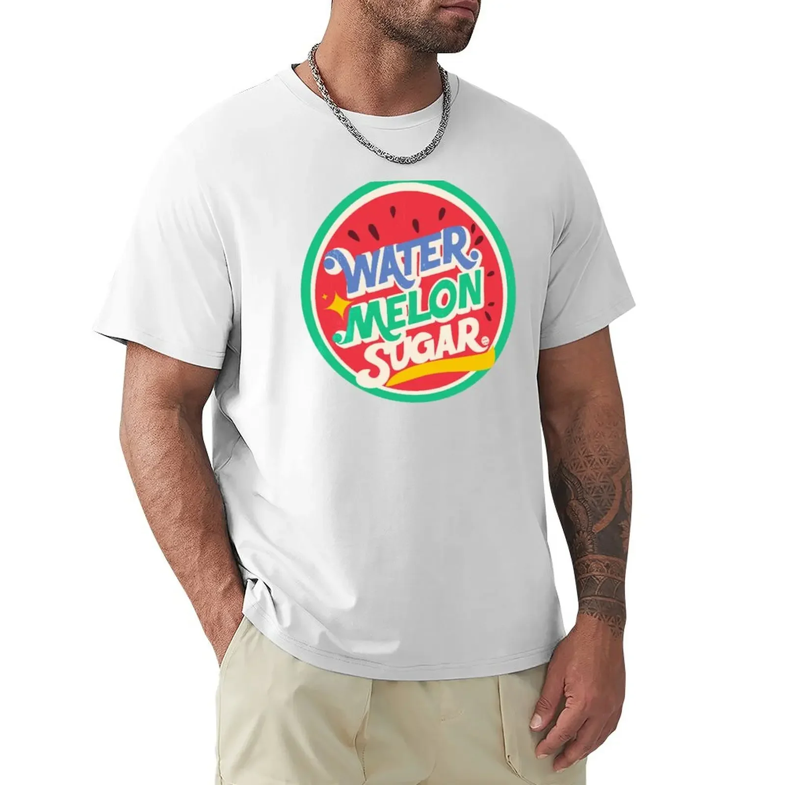 Funkelnde Wassermelone Kdrama T-Shirt Schweiß schwarz koreanische Mode Männer Grafik T-Shirts übergroße Streetwear Vintage Baumwolle männlich