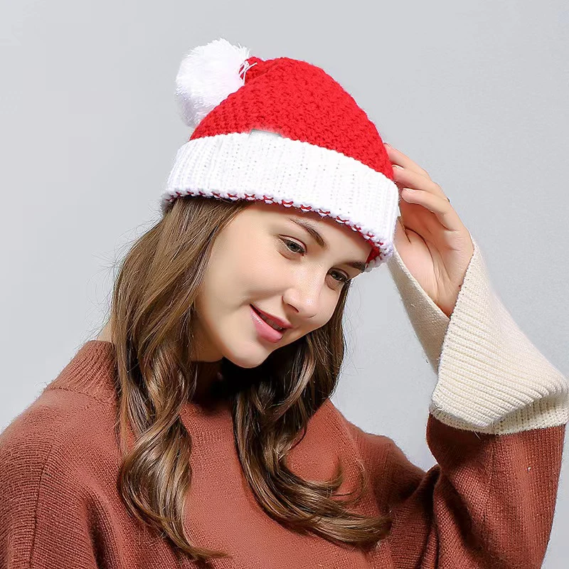 

Winter Santa Knitting Hat Halloween Creative Gift Hairline Hat Christmas Wool Caps