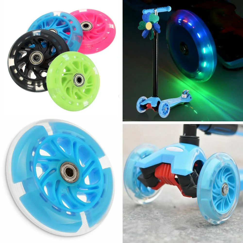 Scooter Wheels LED Flash Flashing Lights Back Rear For Scooter Mini 120x20mm ABED-7 Bearings Accessories Blue/Pink/Green/Black