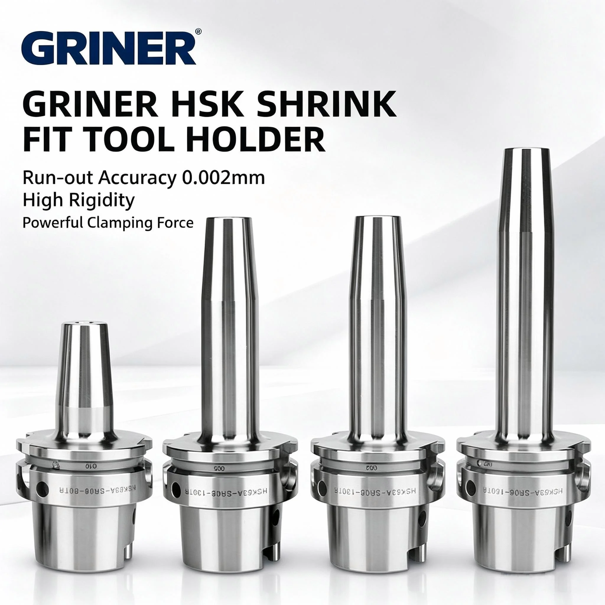 GRINER HSK Shrink Fit Tool Holder HSK63A‑SR Series High Precision 0.002mm CNC Shrink Fit Chuck For High Speed Machining
