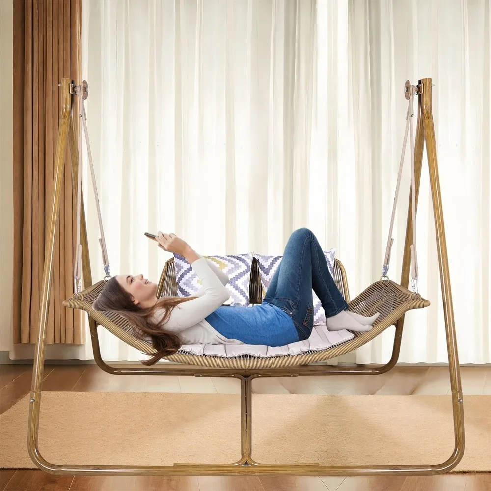 Hammock Swing Chair with Stand,Hammock Chair with Cushion and Pillow for Home, Patio, Outdoor Bed Swing Chair.