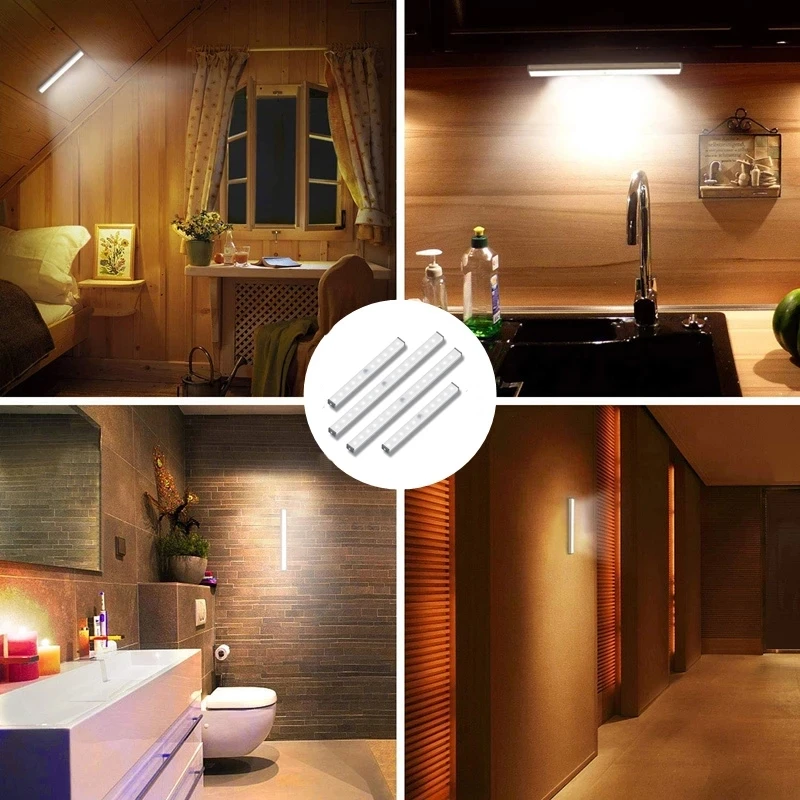 Human Body Sensing Wireless Charging LED Night Light Used For Corridor Wardrobe Bedside Bedroom Decoration LED Smart Night Light