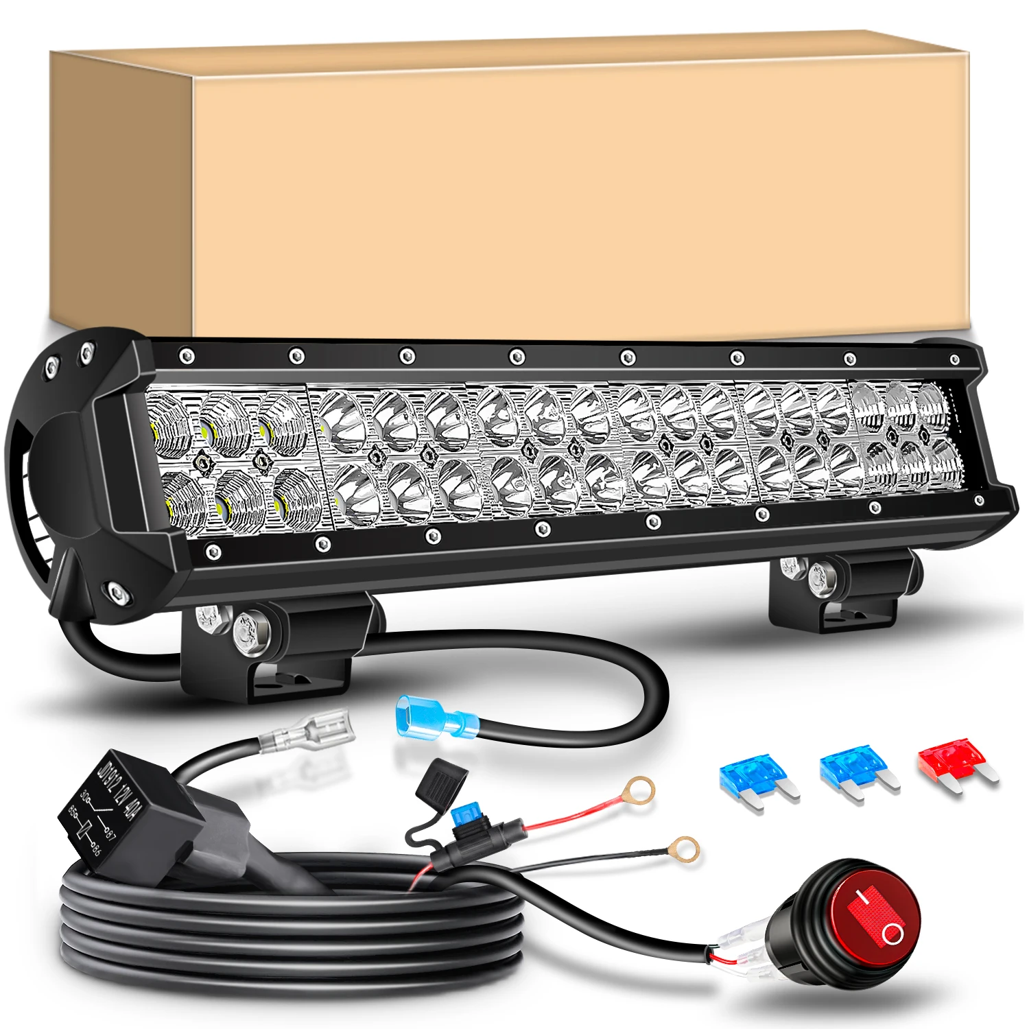 

17-дюймовая светодиодная панель Spot Flood Combo Beam Offroad Светодиодный рабочий фонарь с комплектом жгутов проводов для Jeep Off-Road Vehicle 4x4 ATV UTV