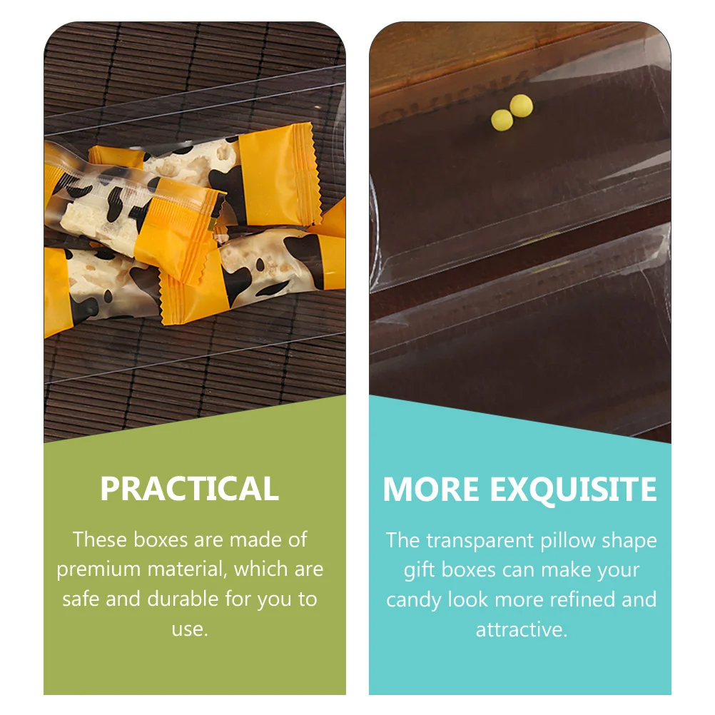 

50Pcs Candy Boxes Clear Pillow Gift Boxes Transparent Pillow Shape Candy Packaging Cases Creative Gift Packaging