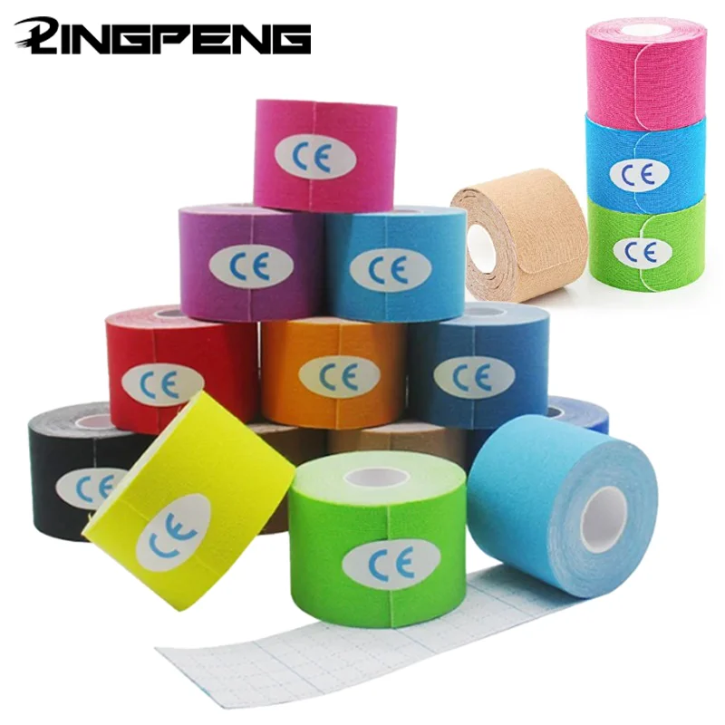 2,5 cm * 5 m Sport Kinesiologie Tape Recovery Selbsthaftende Bandage Wraps Wasserdichte Baumwollbänder zur Linderung von Muskelschmerzen
