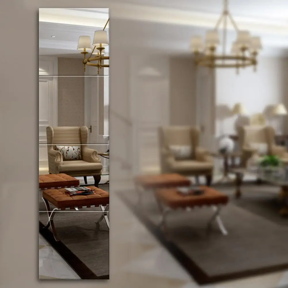 Auto-adesivo Decalque Espelho, Decoração para Casa, Forma Quadrada, Impermeável, Refletir Claro, Banheiro, Sala de estar Adesivo