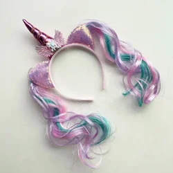 Unicorn 1st Birthday Girl Headband Baby Shower Party Cute Kids Hair Hoop Hairbands Accessories Unicorn Party Decor Headwear