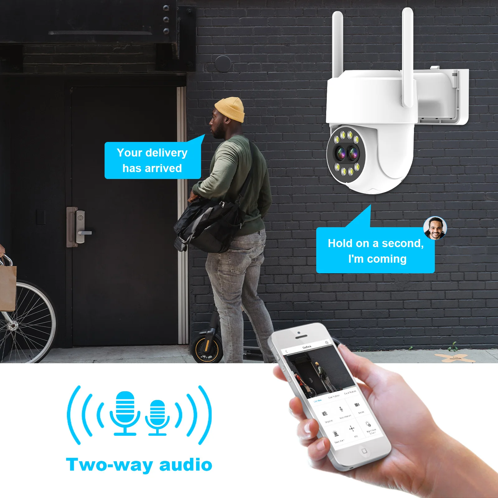4MP  iCsee APP  Dual Lens Wireless  PTZ  IP Dome Camera AI Humanoid Detection Full Color CCTV Intercom Baby Monitor