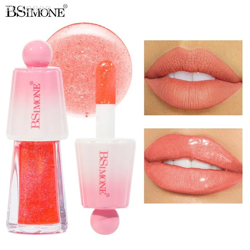 1Pc BSIMONE Hydrating Lip Gloss Plump Lip Oil Non-Sticky Moisturizer with Big Brush Head Natural Lip Care Tint