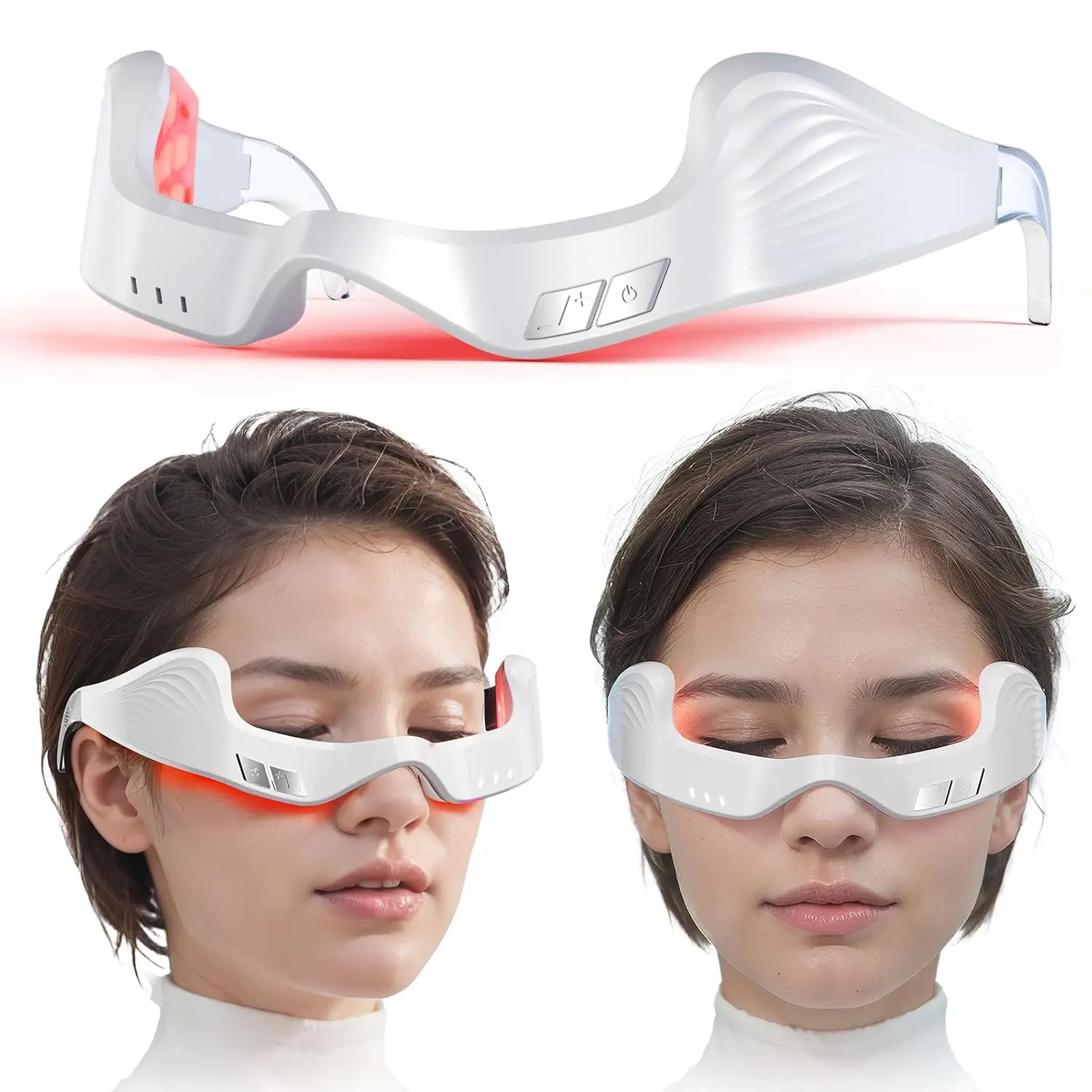 

Red Light Eye Therapy Glasses: Reduce Dark Circles & Puffiness, Smooth Eye Wrinkles, Non-Pressure Massager，Gifts For Parents