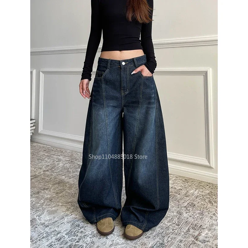 

American Retro Y2K 2000s Wide Leg Baggy Jeans Women High Waist Casual Loose Denim Pants Streetwear Harajuku Wide Leg Trousers