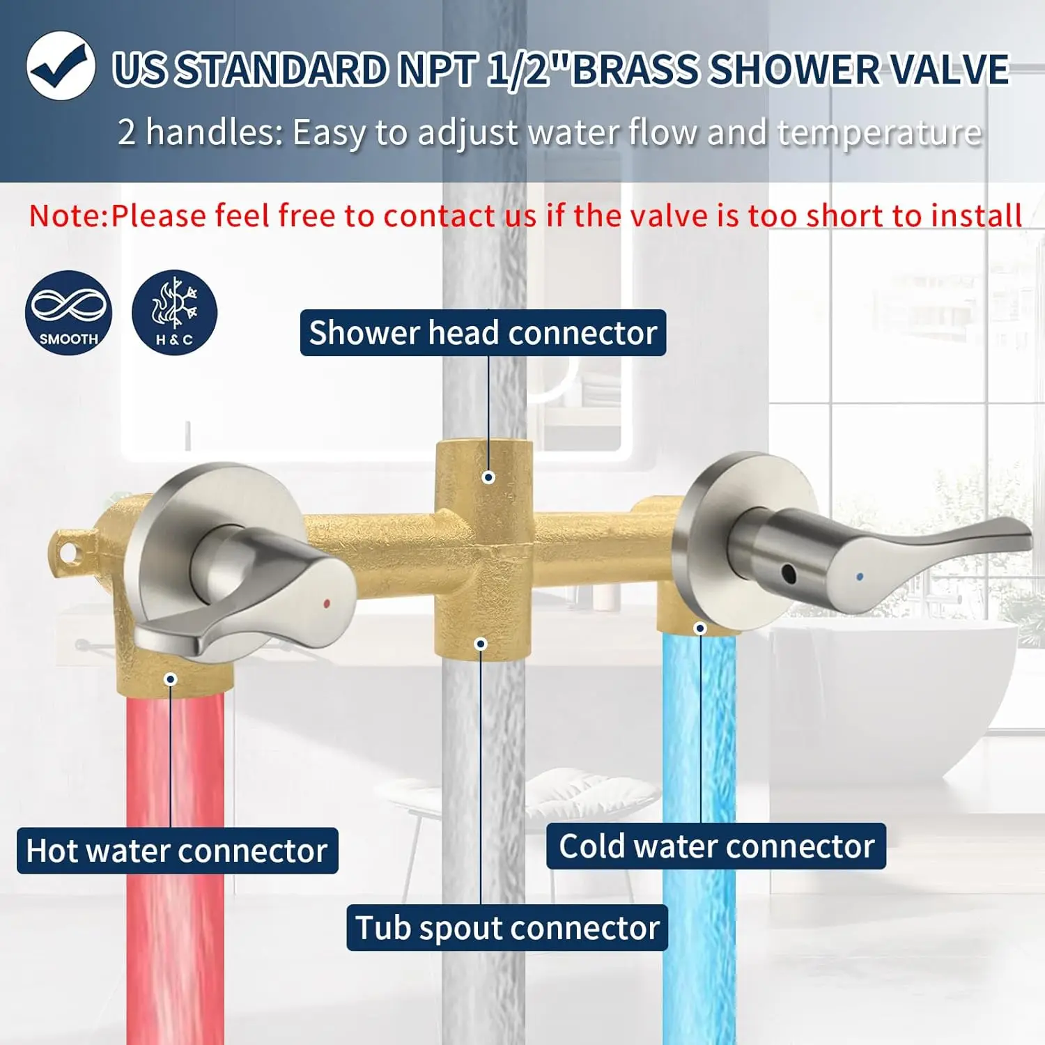 2-Handle Shower Faucet Set with Tub Spout, Brushed Nickel Wall-Mounted Shower System