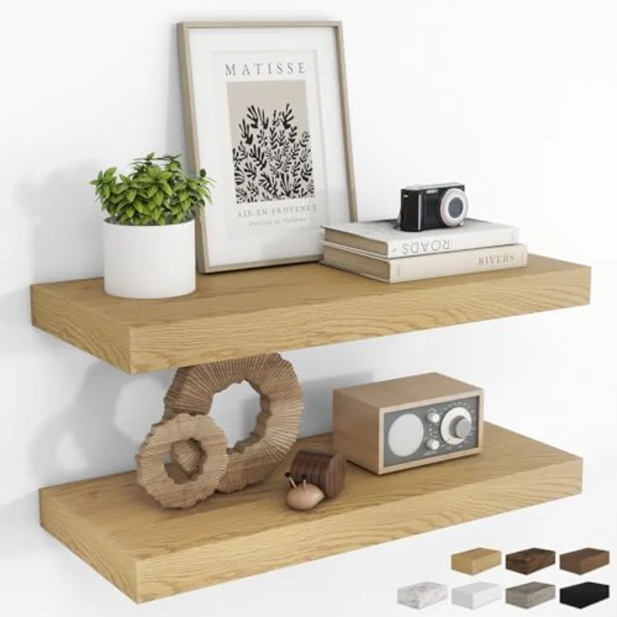 

24Inch Floating Shelves for Wall 2 Pack Shelves for Bedroom Kitchen Bathroom Wall Mounted Rustic Wood Floating Shelf with Invis