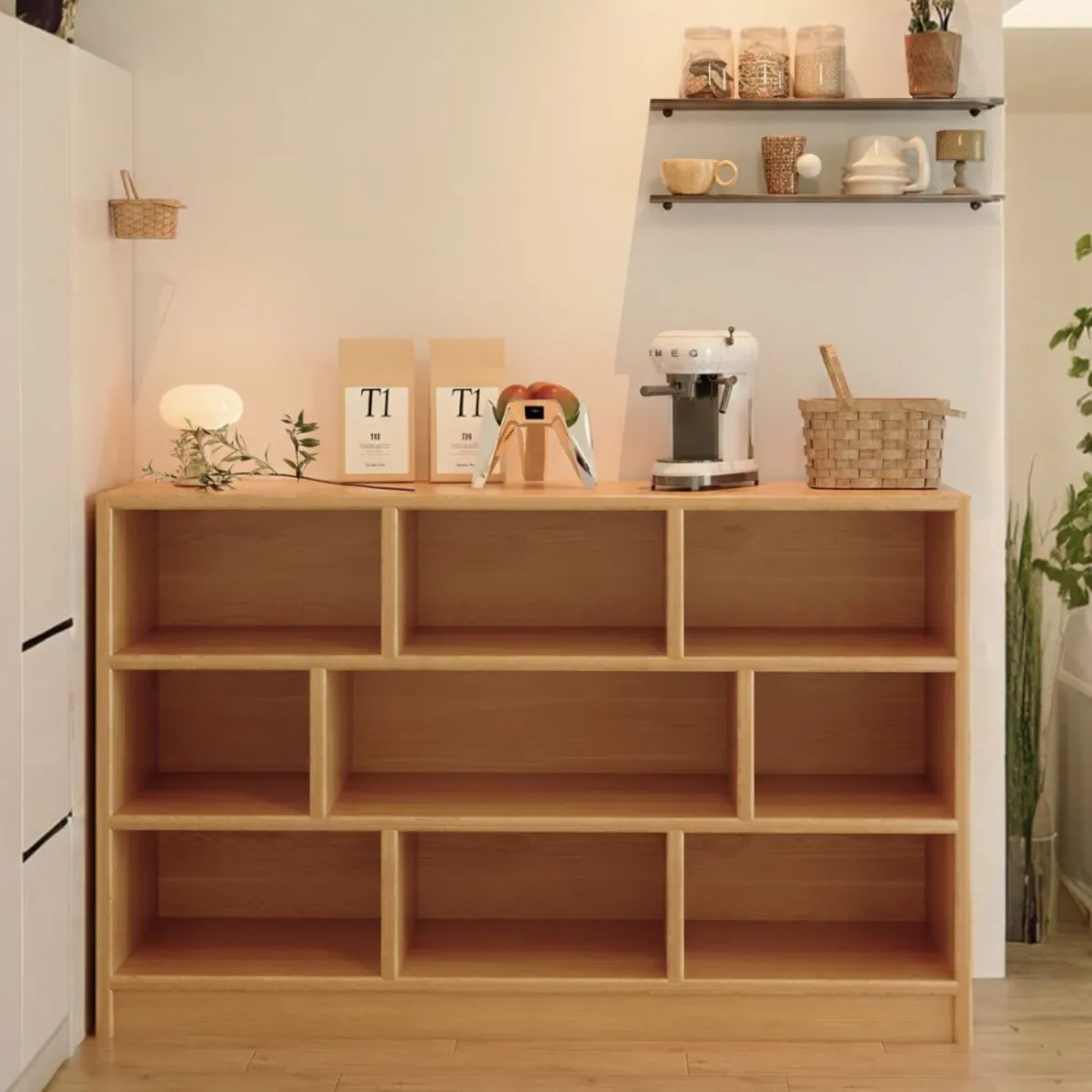 Bedroom lattice bedside household free combination storage bedside storage cabinet