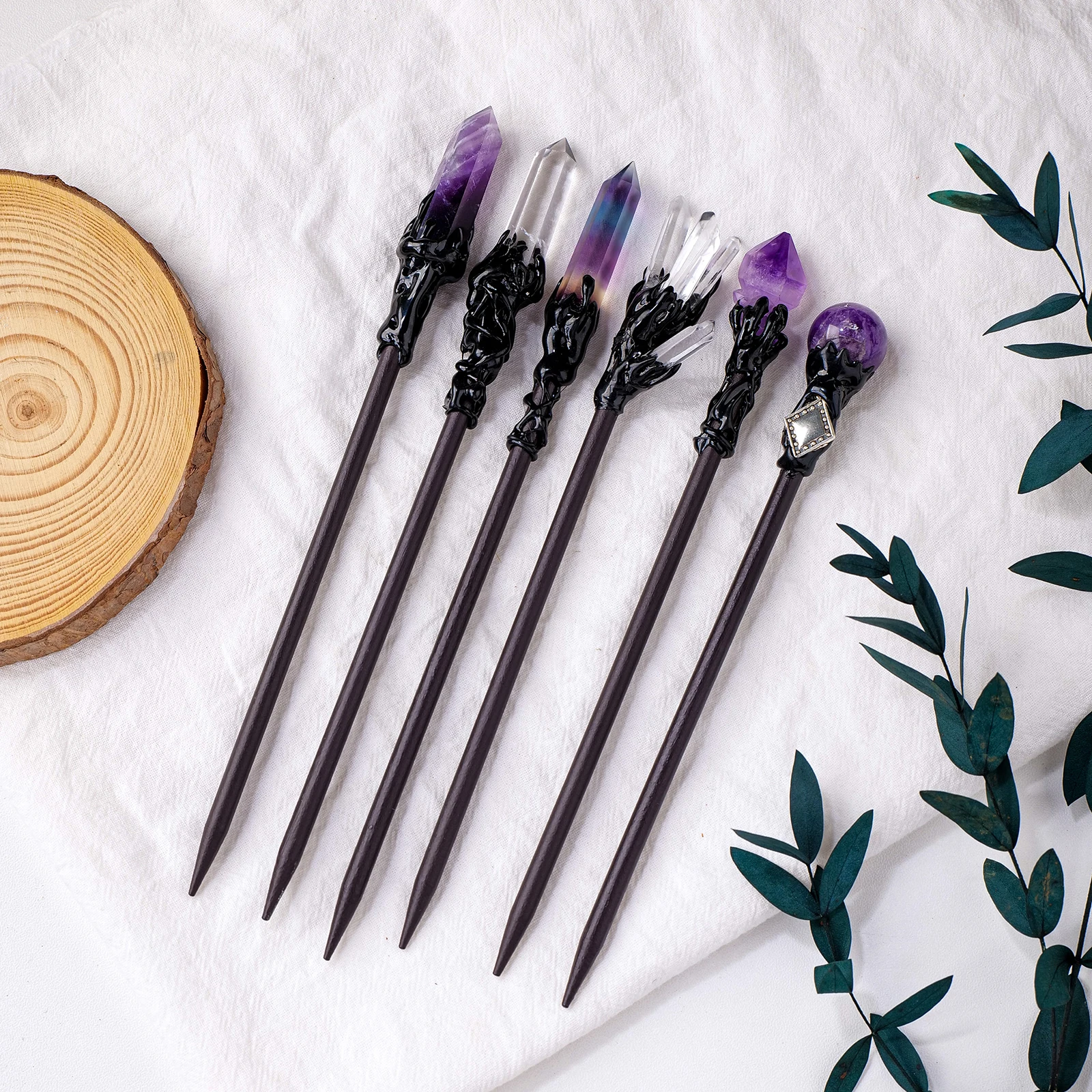1pc Natural Crystal Column Hairpin Simple Hairpin Plate Step Accessories Holiday Gift