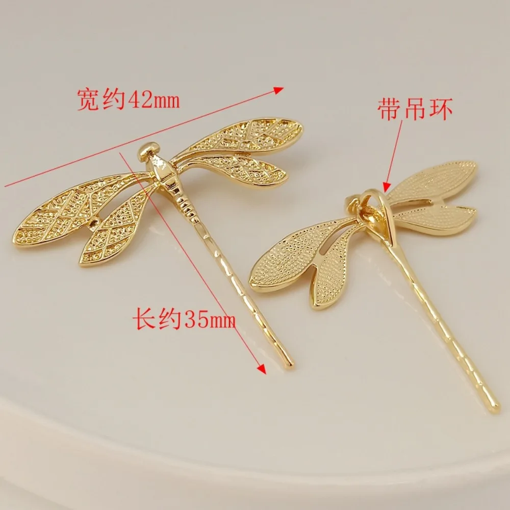 14K Gold-plated Dragonfly Pendant, Handcrafted Hairpin Accessory, DIY Handcrafted Handcrafted Hanfu with Tassels and Steps