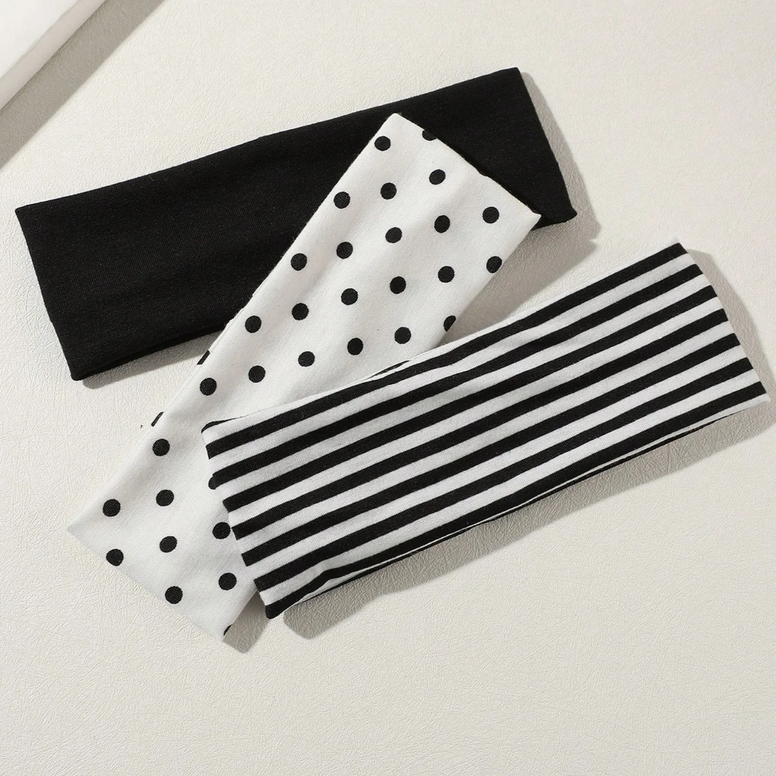 3Pcs 블랙 & 화이트 폴카 도트 스트라이프 탄성 머 - Tech Accessories 리뷰 및 가격