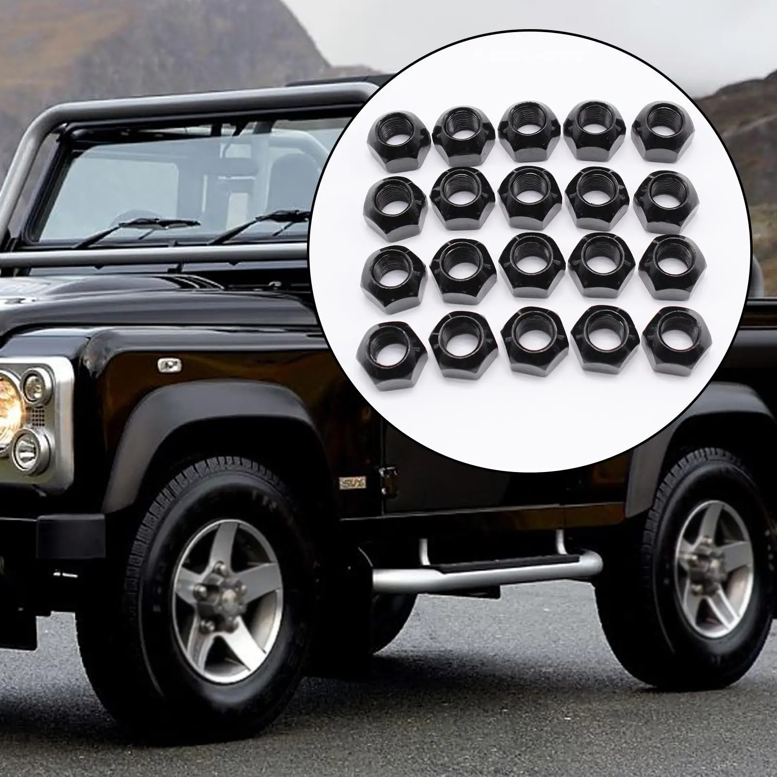 

20 шт. колесные гайки, аксессуары для колес, простая установка, нержавеющие 27 мм Rrd500010, замена для Defender Discovery Auto Car