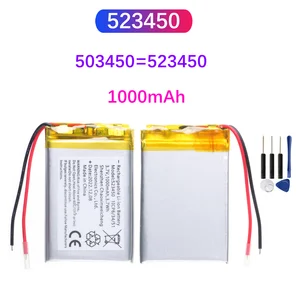 Bilashmart 503450/523450 3.7V 1000mAh Polymer Lithium Rechargeable Battery Li ion Battery JST PH2.0 2P GPS Smart Phone DVD MP5
