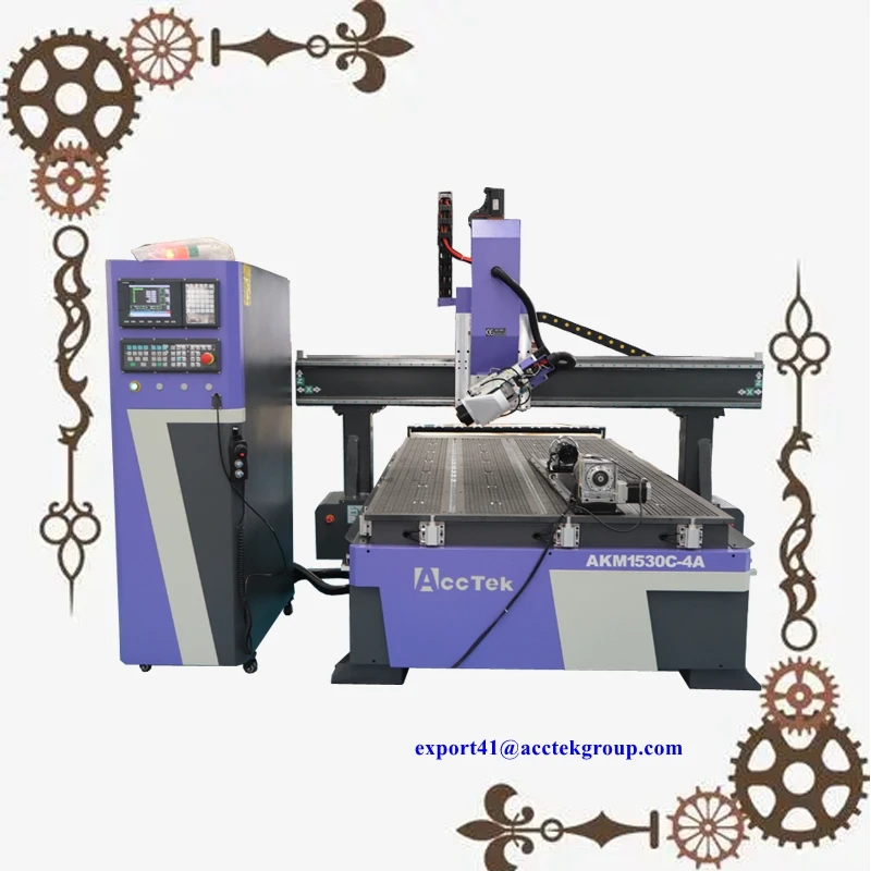 Enrutador ATC CNC de 4 ejes, grabador de madera, máquina de carpintería para madera maciza, MDF, aluminio con eje giratorio, 1325, 2030, 1530