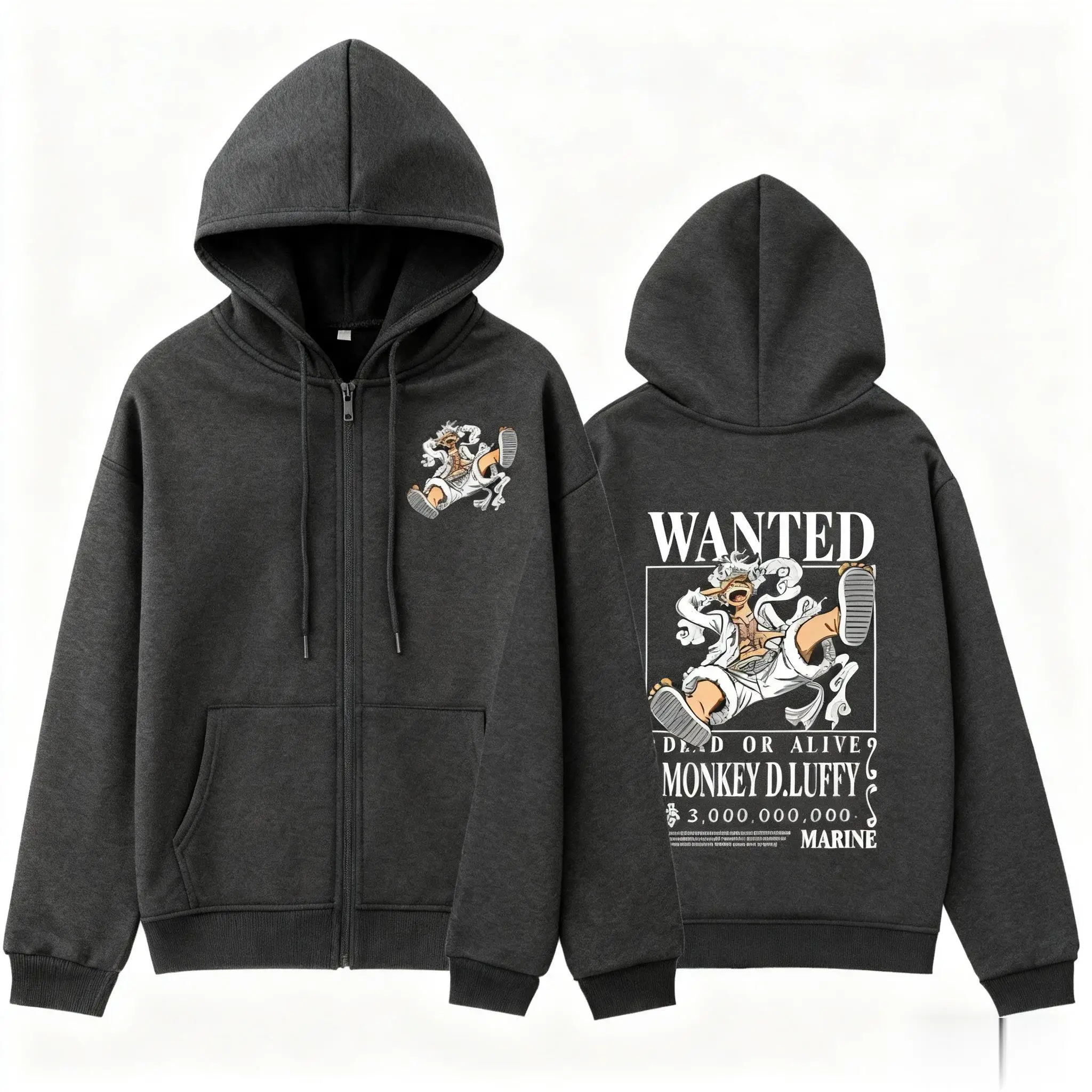 Unisex One Piece Zipper Hoodie Men Women Anime Streetwear Oversized Casual Cosplay Pullover 2026 Winter Long Sleeves Jacket