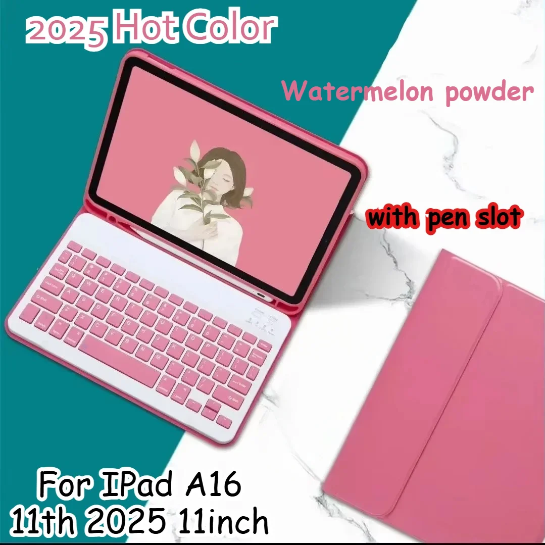 

New Color Wireless Bluetooth Magnetic Keyboard Case for 2025 IPad(A16) 11th 10th Gen 10.9 PU Leather Shockproof Protective Cover