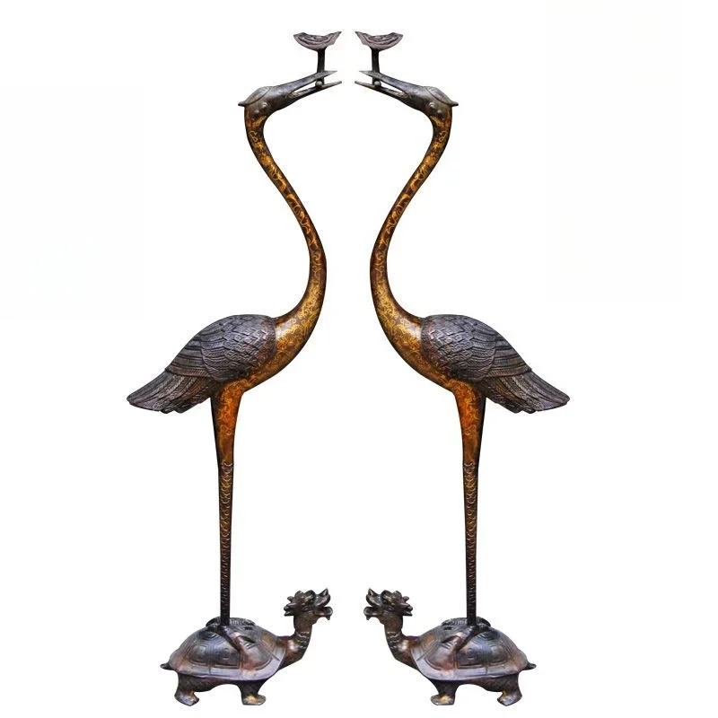 Bronze antique ornaments Ganoderma lucidum crane turtle handicrafts replica ancient style exhibits