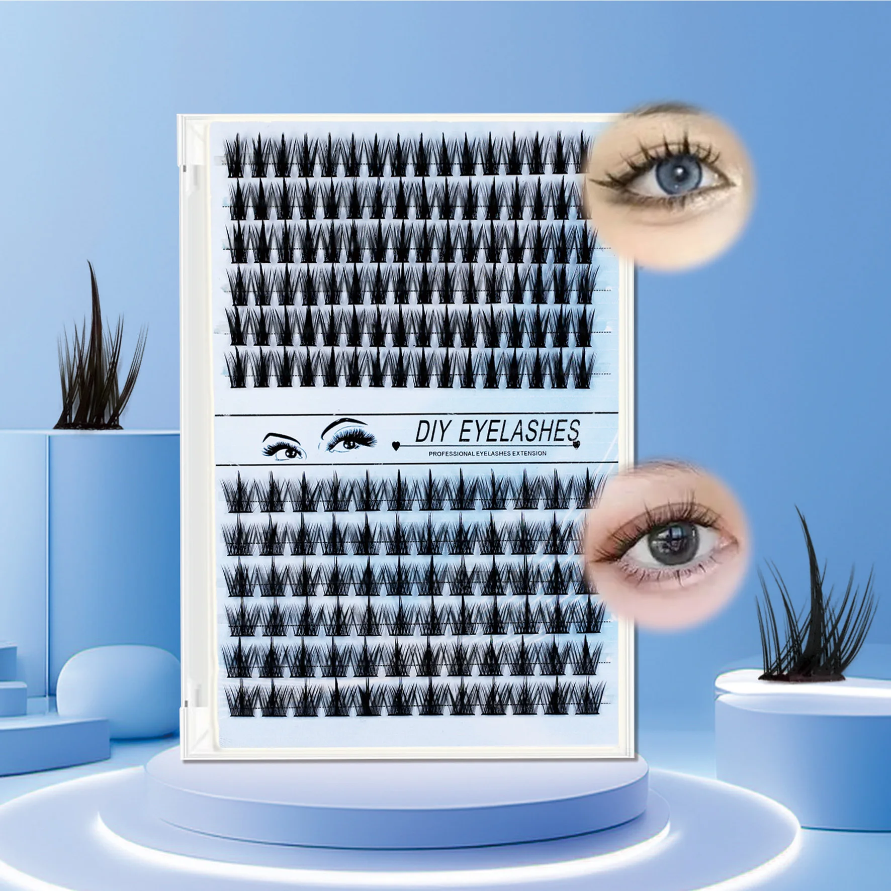 Marks Future Falsche Wimpern im natürlichen und Anime-Stil, 168 Cluster mit Falsche Wimpernverlängerungswerkzeugen, C-Curl-Wimperncluster, flauschig und einfach aufzutragen, geeignet für Anfänger, natürlich, weich und nicht verblendbar, kann verschiedene Stile erstellen