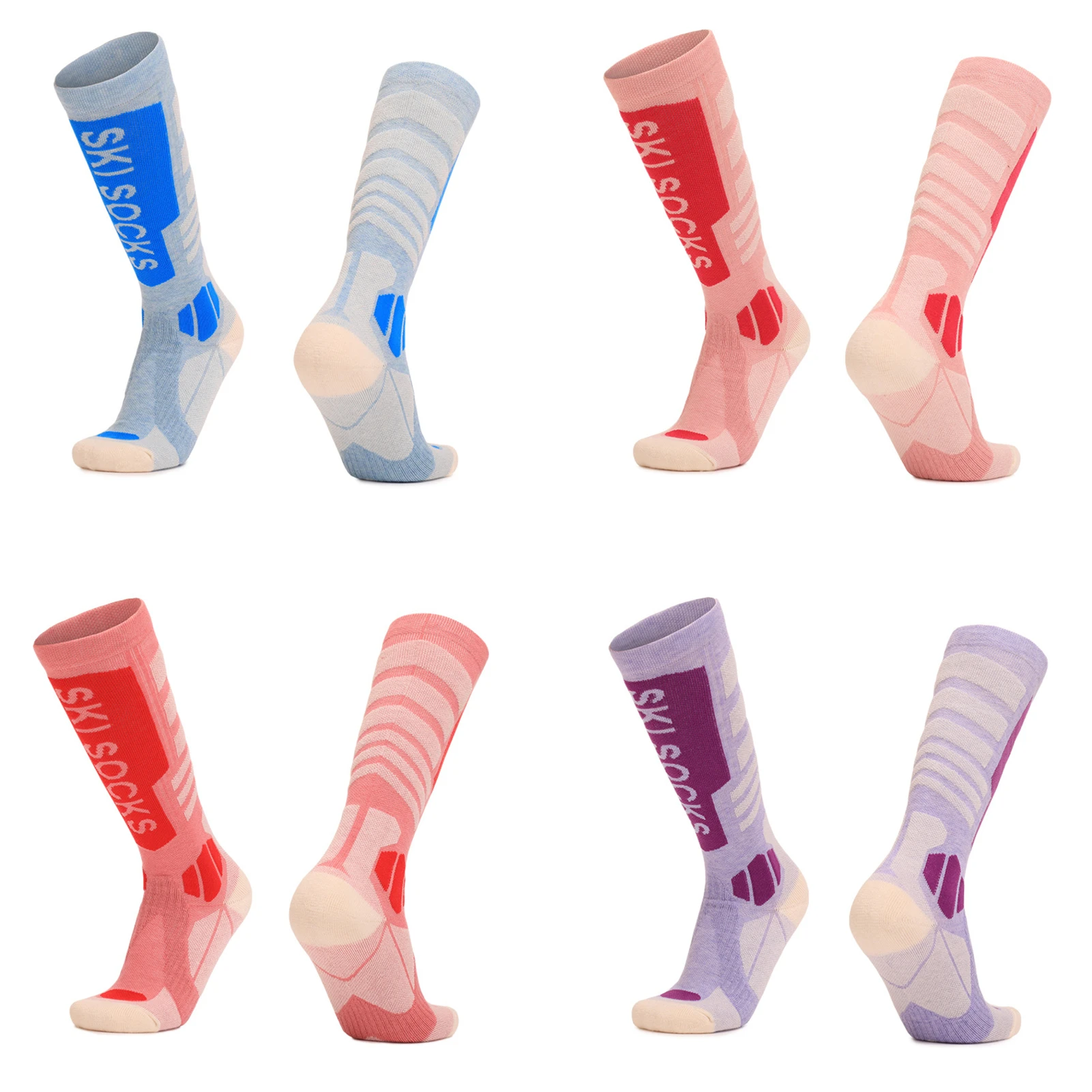 Women Outdoor Ski Socks Merino Wool Cold Weather Socks Thermal Knee High Socks