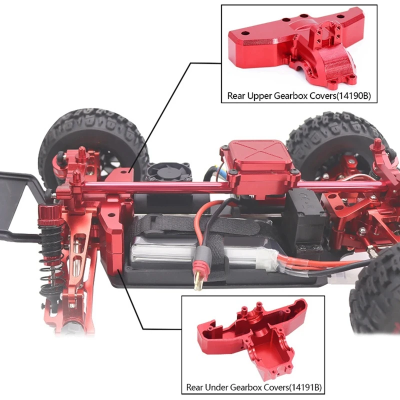 For 1/14 MJX 14210 14209 Rear Upper Under Gearbox Covers Differential Case Cover RC Car Upgrade Spare Parts-AD13