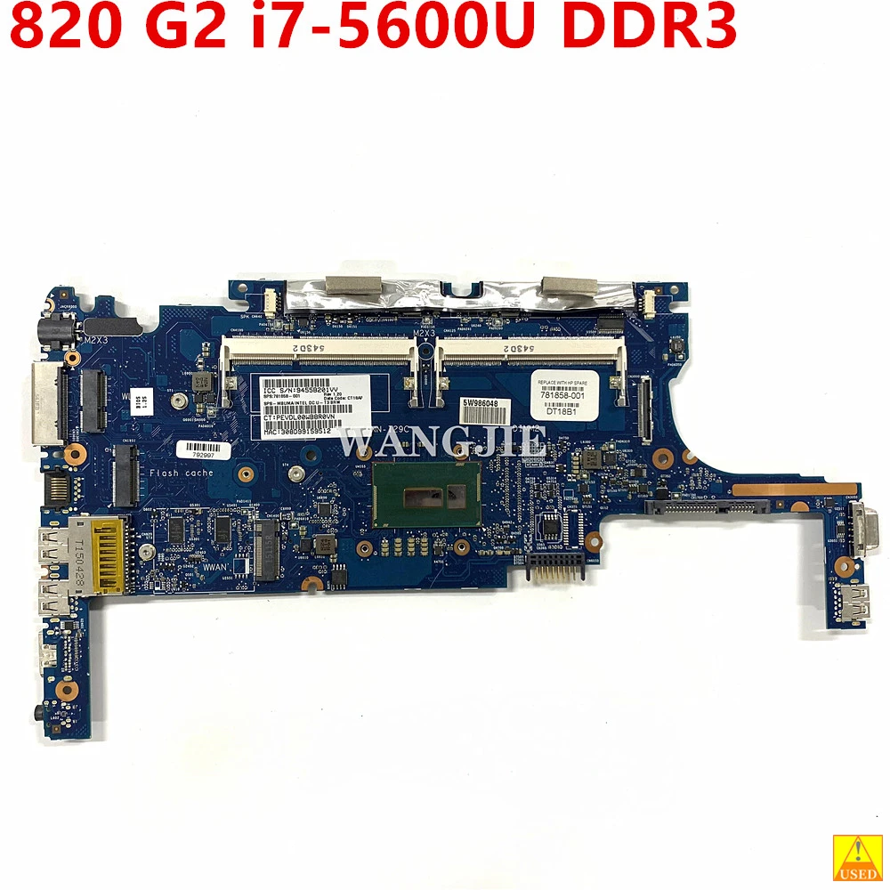 

FOR HP ELITEBOOK 820 G2 Laptop Motherboard 781858-001 781858-501 781858-601 6050A2635701-MB-A01 W/ i7-5600U 100% Working