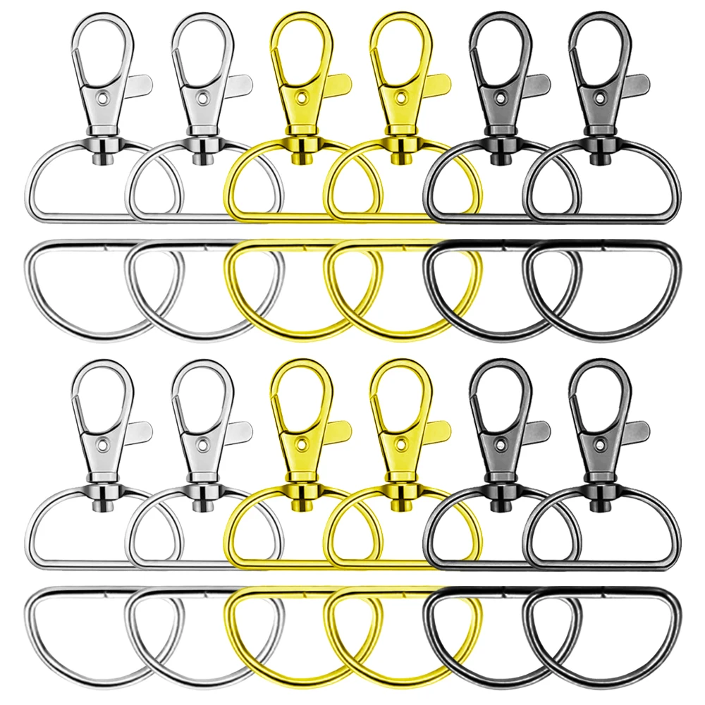 8/15/30 Set Snap Hooks Lanyard Clip D Ring Lobster Claw Clasps Metal D Shaped Spring Buckles for Bag Strap DIY Craft Supplies