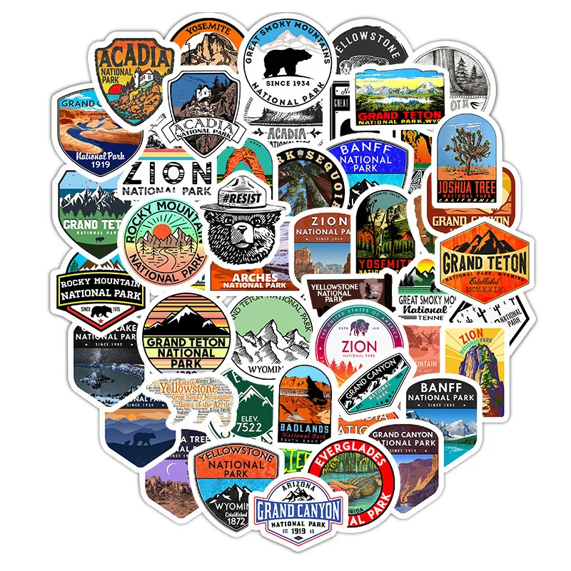 10/30/50pcs/Pack National Park Stickers Waterproof Skateboard Motorcycle Guitar Luggage Laptop Bicycle Sticker Kids Toys