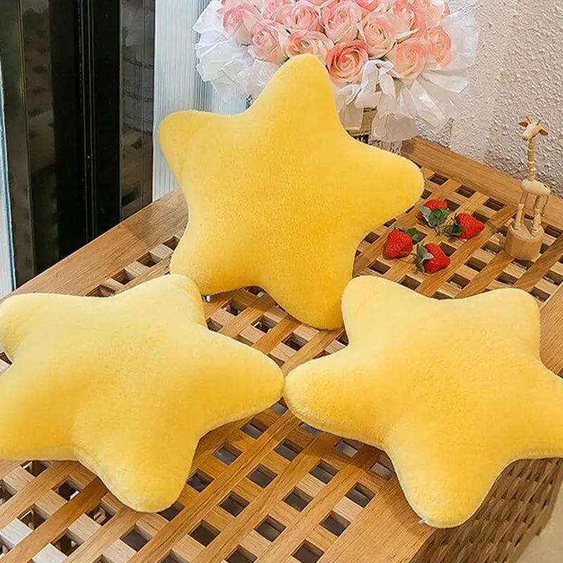 Coussin de canapé en forme d'étoile en peluche jaune, jouet mignon pour enfants, oreiller câlin, lit, canapé, chaise