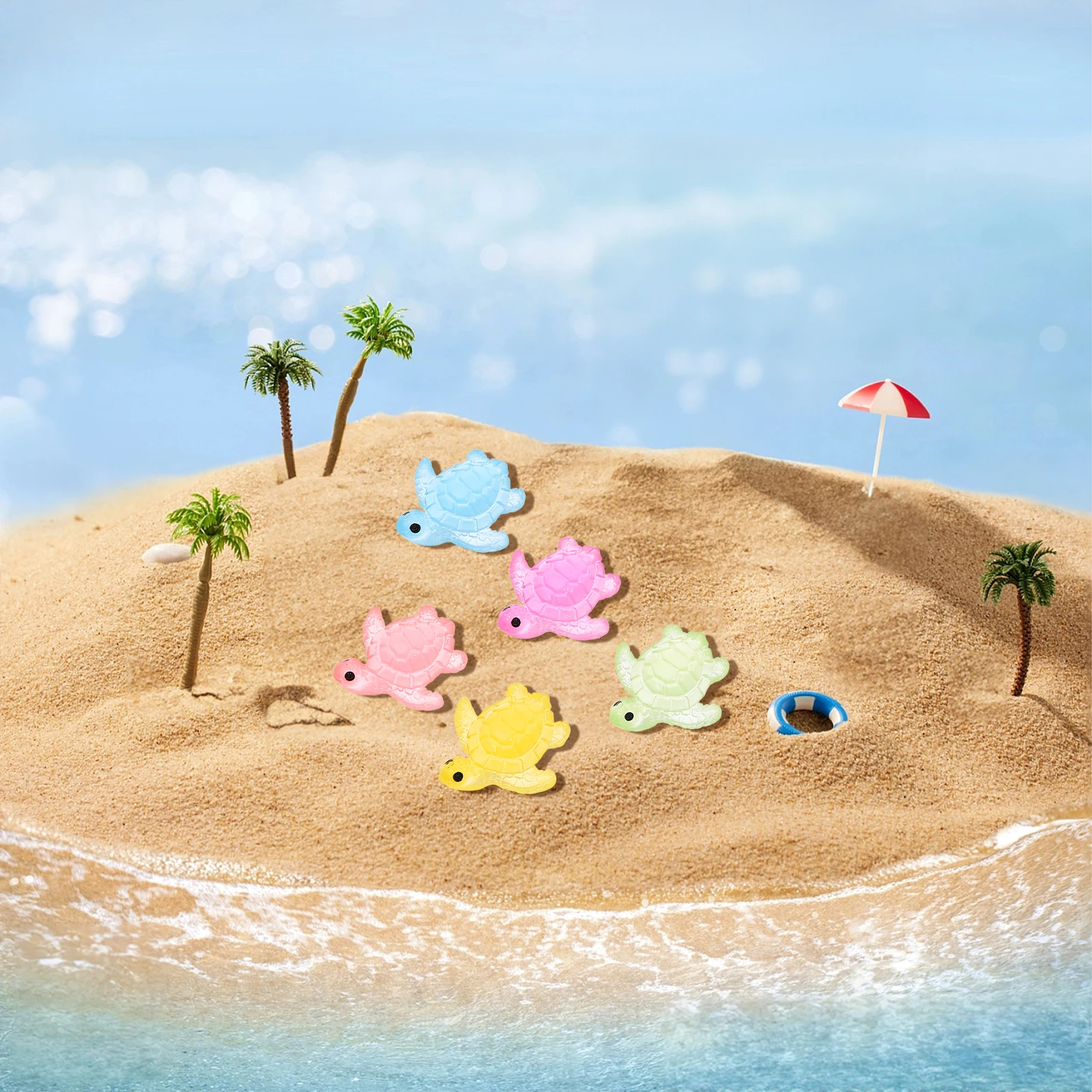 

50 Pcs Tiny Sea Turtle Decors Glow-in-the-dark Toy Mini Ornaments Figurines Turtles