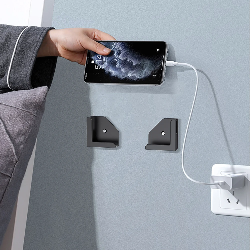 

2 Sets Tablet Wall Mount Phone Holder Wall Hanging Bracket Dock Cable Organizer Stand for IPad/iPhone 15/Samsung/Kindle/E-Reader